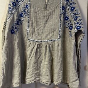Kings Road ~ Women’s ~ Top ~ 2X ~ Blouse ~ 100% Cotton ~ Embroidered